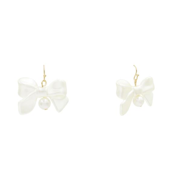 RIBBON BOW PEARL BEAD EARRING