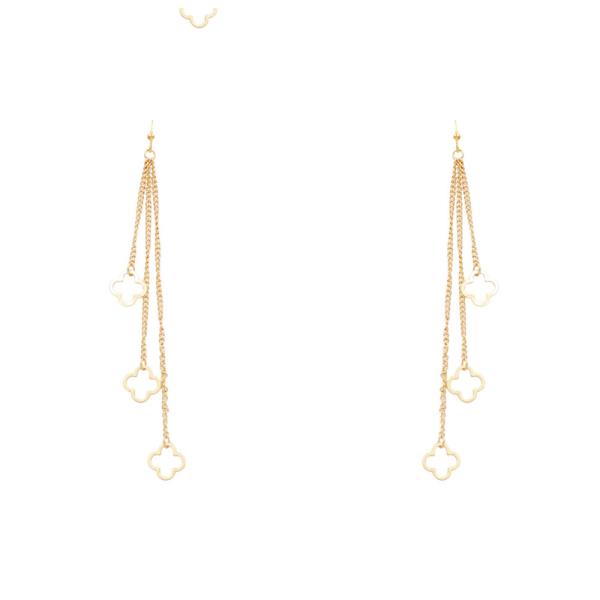 TRIPLE CLOVER CHAIN DANGLE EARRING