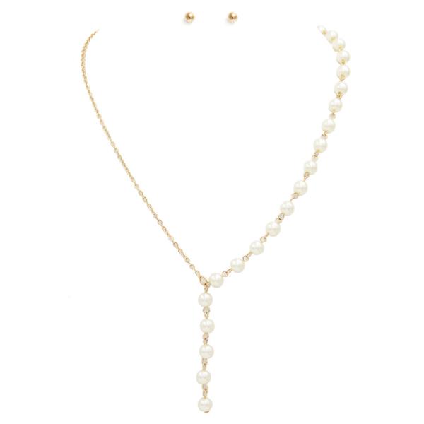 PEARL BEAD Y SHAPE NECKLACE