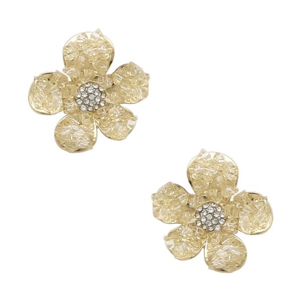 GLASS BEAD FLOWER POST EARRING