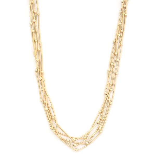 BALL BEAD LAYERED METAL NECKLACE
