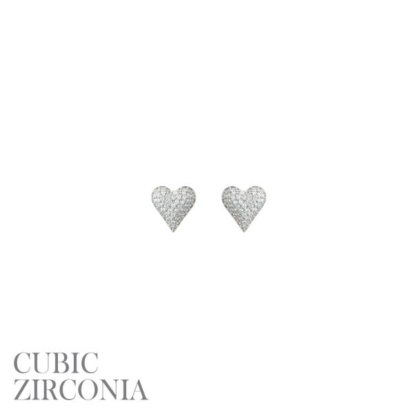 CZ PAVE HEART STUD EARRING
