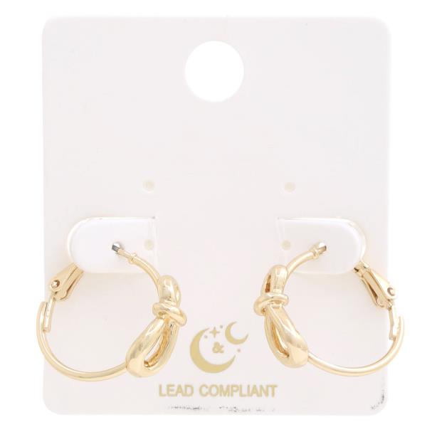 METAL RIBBON BOW HOOP EARRING