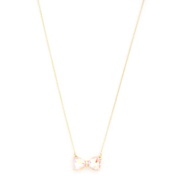 CRYSTAL BOW CHARM NECKLACE