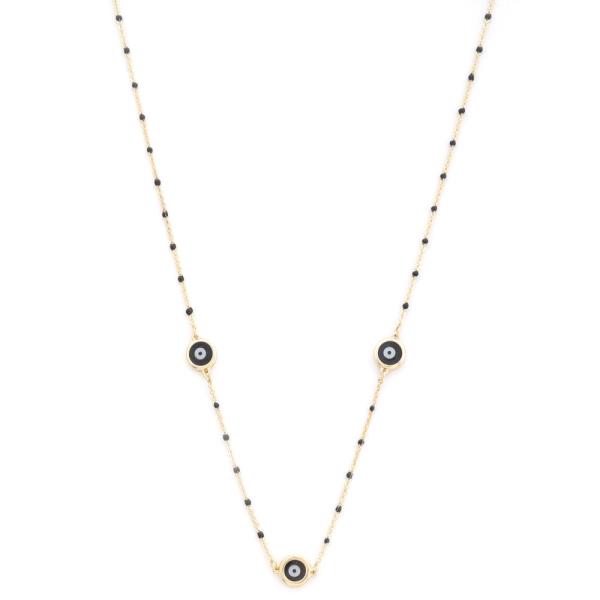 EVIL EYE STATION BEADED NECKLACE