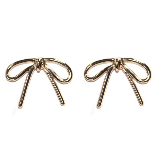 METAL RIBBON BOW POST EARRING