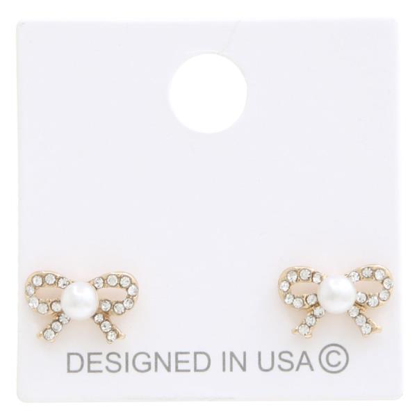 BOW PEARL BEAD EARRING