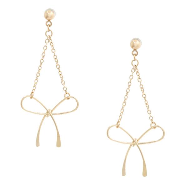 BOW CHAIN DANGLE EARRING