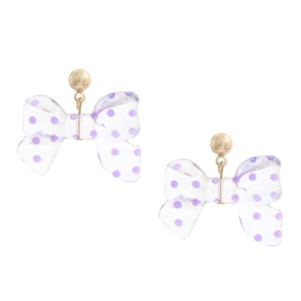 POLKA DOT CLEAR BOW EARRING