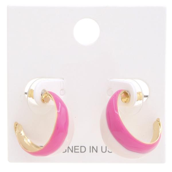 COLOR BLOCK OPEN HOOP METAL EARRING