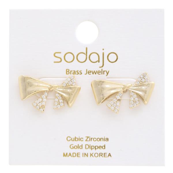 SODAJO CZ BOW GOLD DIPPED EARRING