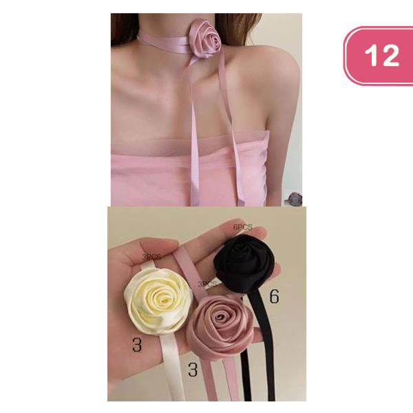 ROSE WRAP AROUND CHOKER NECKLACE (12 UNITS)