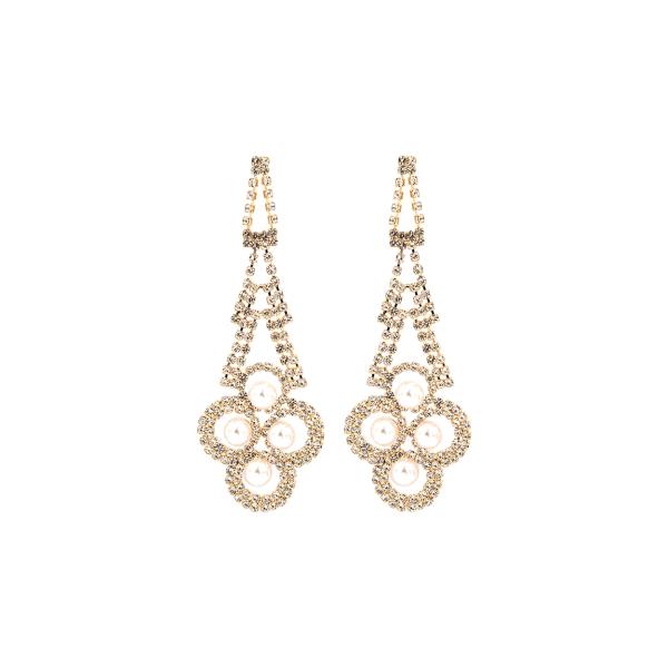 RHINESTONE PEARL CASCADE EARRING