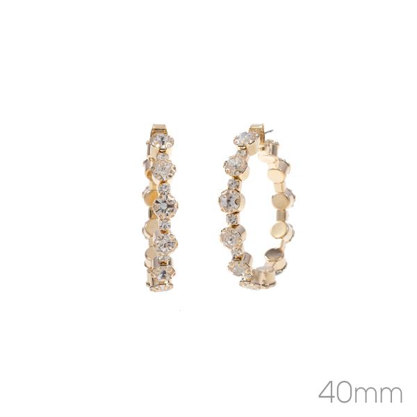 RHINESTONE ROUND HOOP EARRING