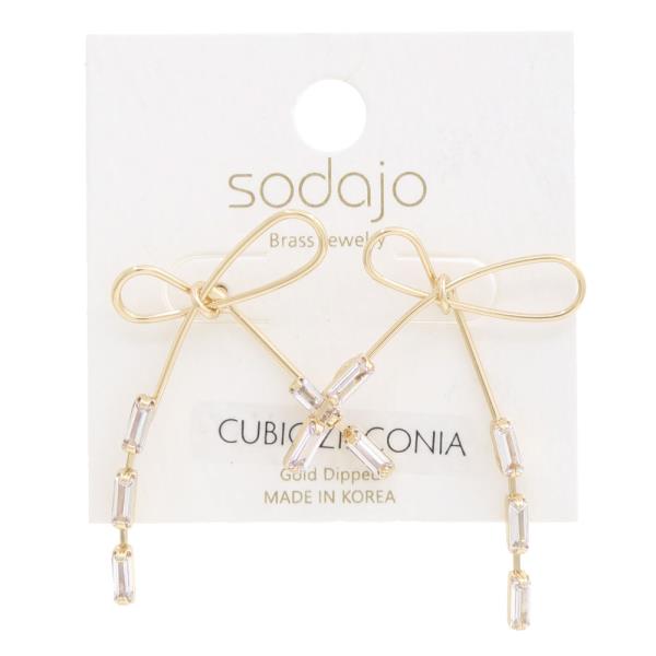 SODAJO BOW CZ GOLD DIPPED EARRING