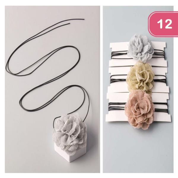 METALLIC FLOWER STRING NECKLACE WRAP (12 UNITS)