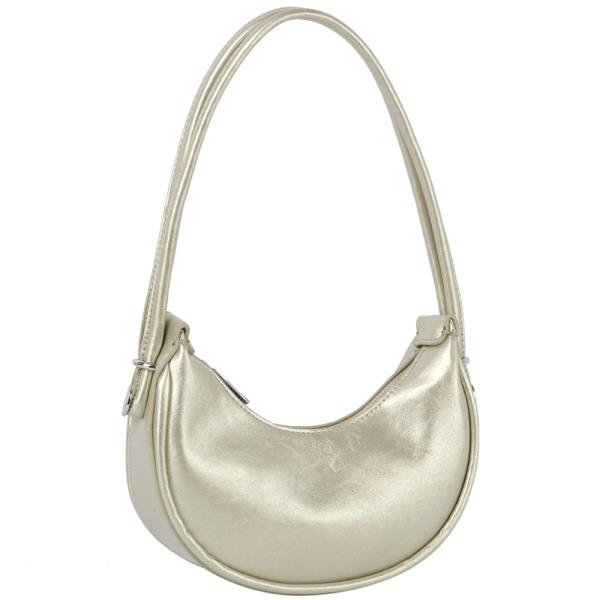 CRESCENT SHAPE SMOOTH PLAIN SHOULDER BAG
