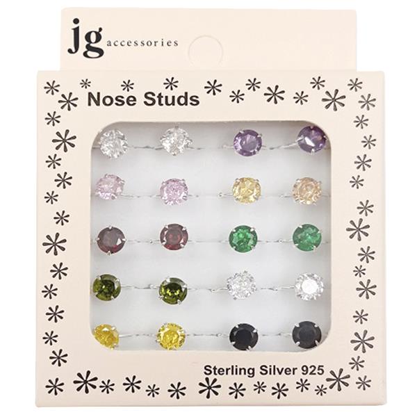 CZ STERLING SILVER NOSE RING SET