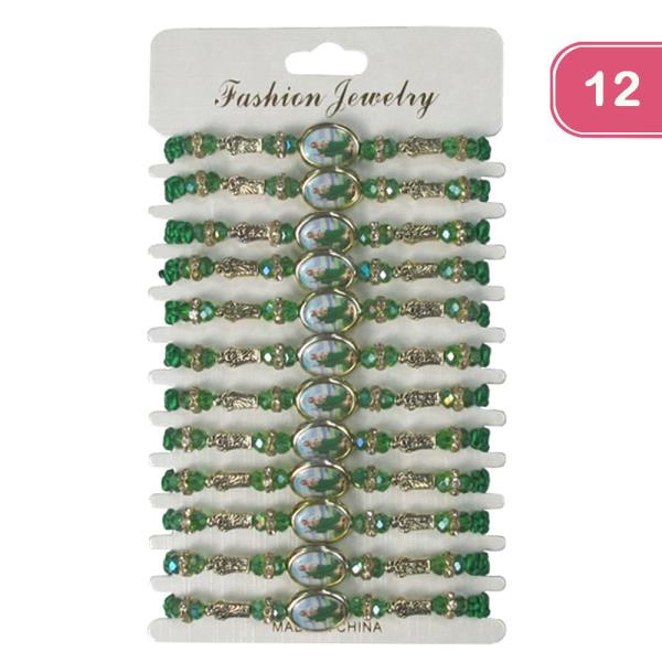 SAN JUDAS BEADED STRING ADJUSTABLE BRACELET (12 UNITS)