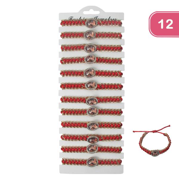 VIRGIN MARY STRING ADJUSTABLE BRACELET (12 UNITS)