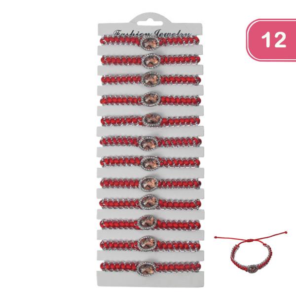 VIRGIN MARY STRING ADJUSTABLE BRACELET (12 UNITS)