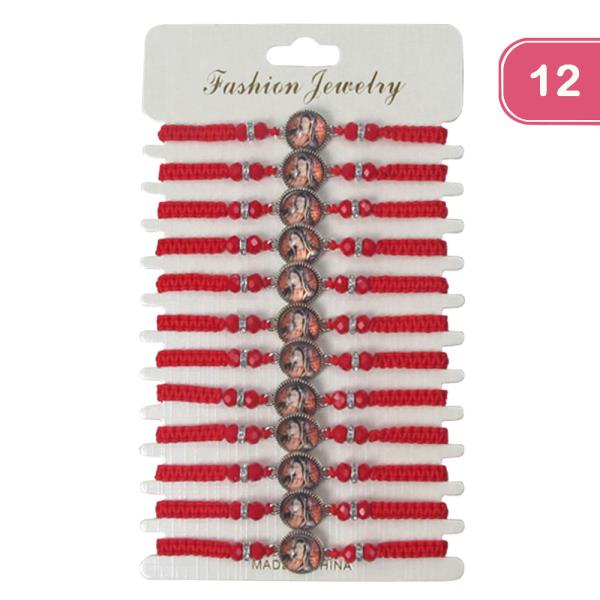 VIRGIN MARY STRING ADJUSTABLE BRACELET (12 UNITS)