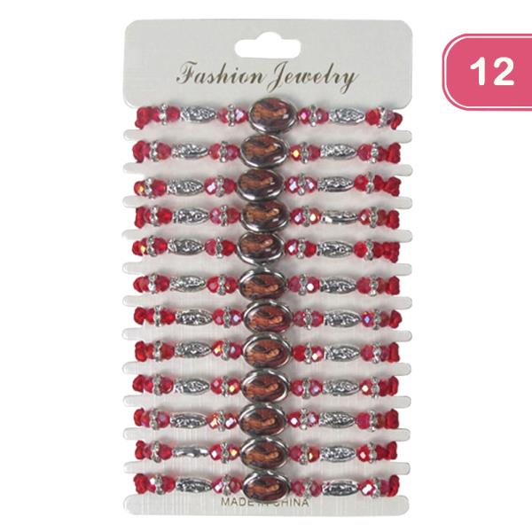 VIRGIN MARY STRING ADJUSTABLE BRACELET (12 UNITS)