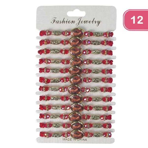 VIRGIN MARY STRING ADJUSTABLE BRACELET (12 UNITS)
