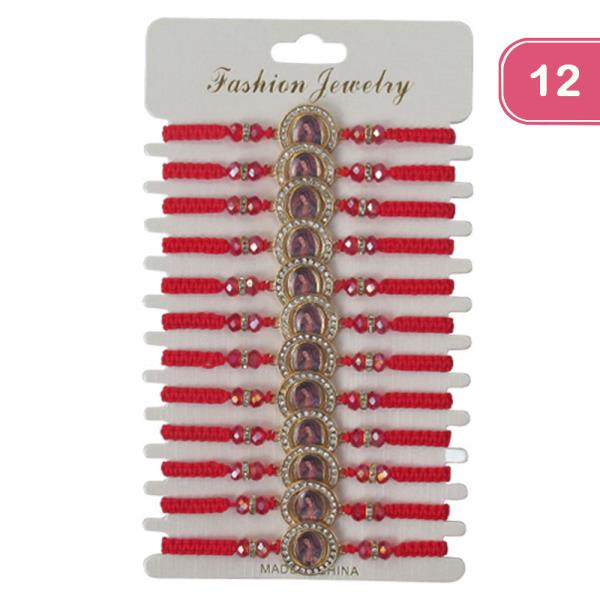 VIRGIN MARY STRING ADJUSTABLE BRACELET (12 UNITS)