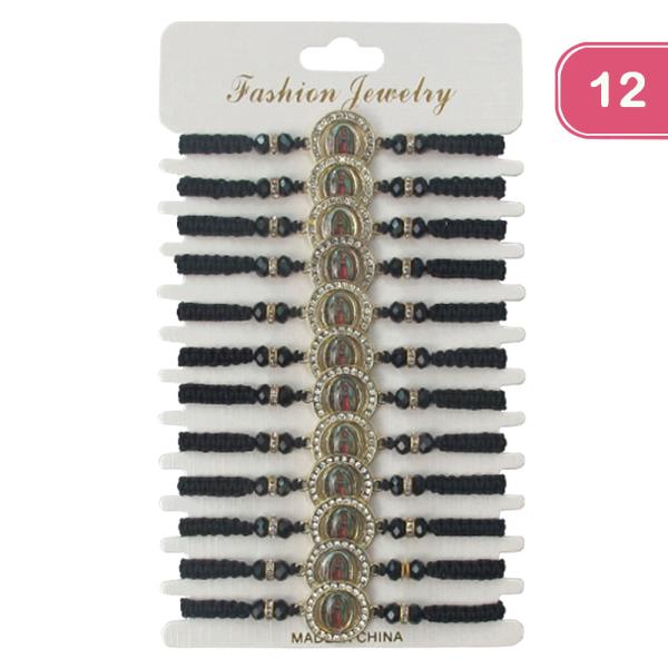 VIRGIN MARY STRING ADJUSTABLE BRACELET (12 UNITS)