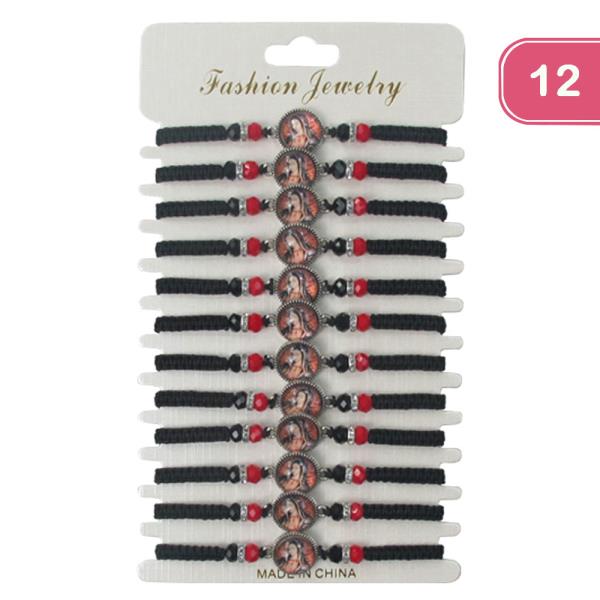 VIRGIN MARY STRING ADJUSTABLE BRACELET (12 UNITS)