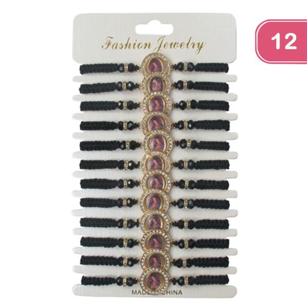 VIRGIN MARY STRING ADJUSTABLE BRACELET (12 UNITS)