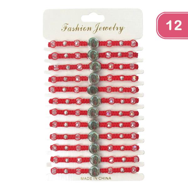 VIRGIN MARY STRING ADJUSTABLE BRACELET (12 UNITS)