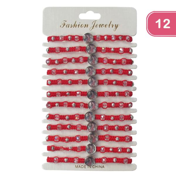 VIRGIN MARY STRING ADJUSTABLE BRACELET (12 UNITS)