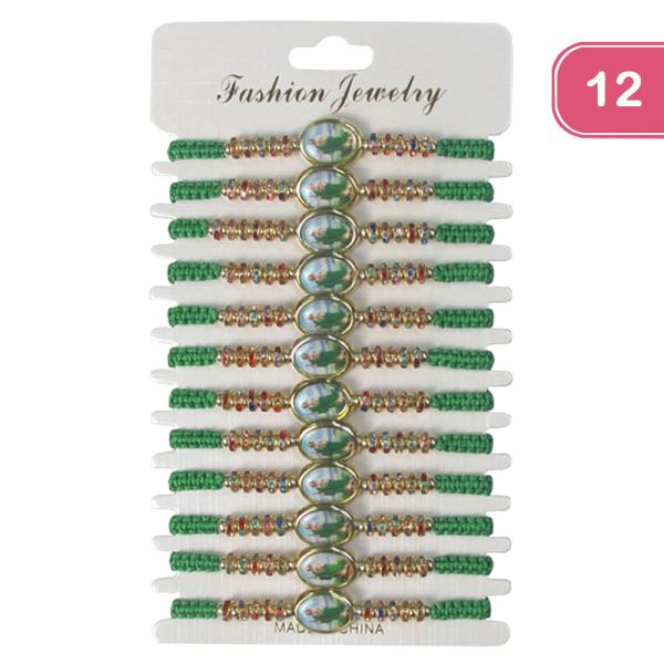 SAN JUDAS RHINESTONE STRING ADJUSTABLE BRACELET (12 UNITS)