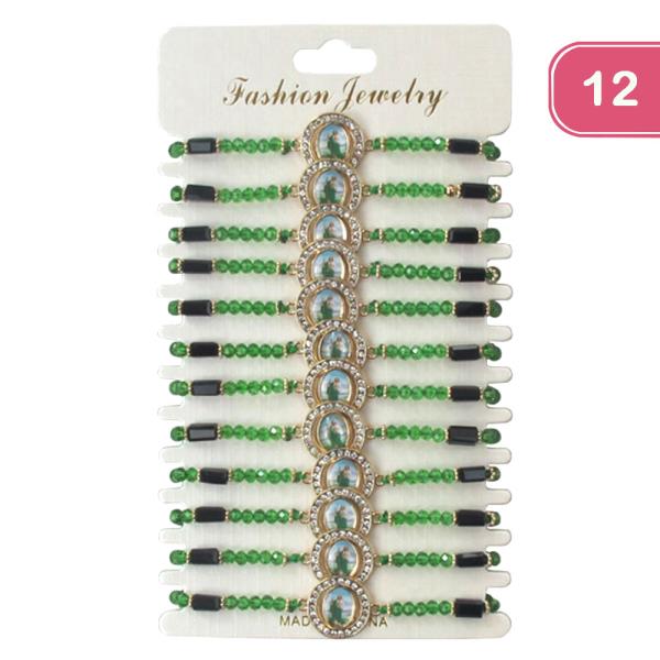 SAN JUDAS RHINESTONE BEADED  BRACELET (12 UNITS)