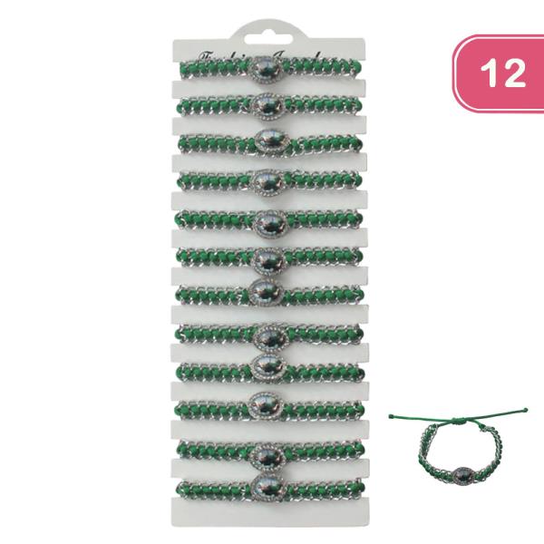SAN JUDAS BEADED STRING ADJUSTABLE BRACELET (12 UNITS)