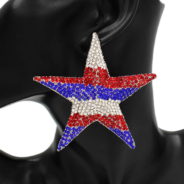 BLUE RED WHITE STAR POST EARRING