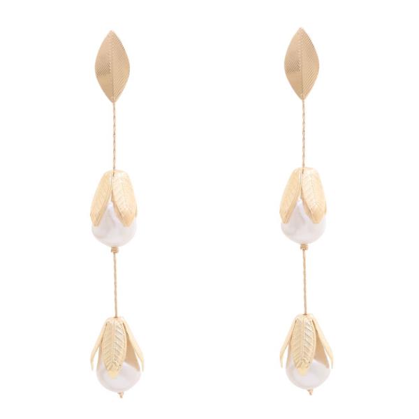 METAL PEARL DROP EARRING