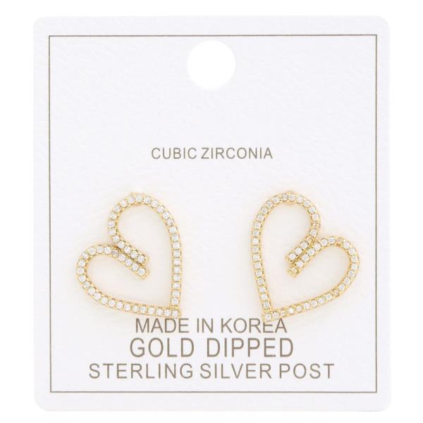 HEART CZ GOLD DIPPED EARRING