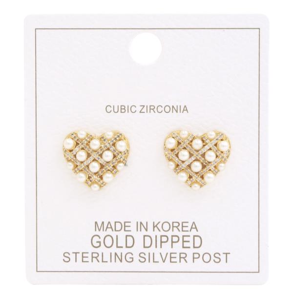HEART PEARL BEAD GOLD DIPPED EARRING