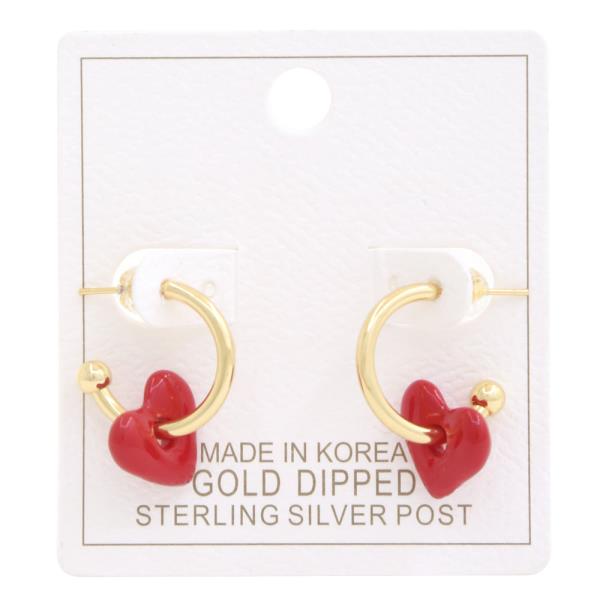 HEART OPEN HOOP GOLD DIPPED EARRING