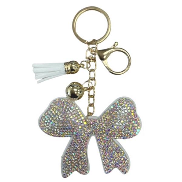 RHINESTONE RIBBON KEYCHAIN WITH TASSEL