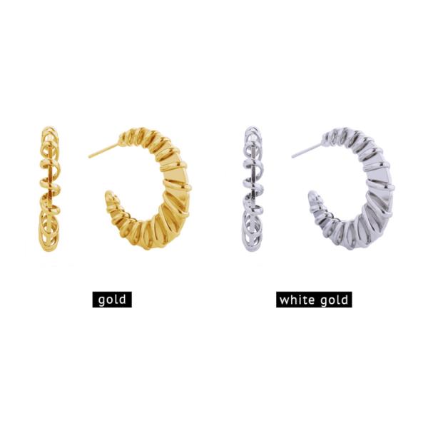 14K GOLD/WHITE GOLD DIPPED SPIRAL WAVE POST EARRINGS