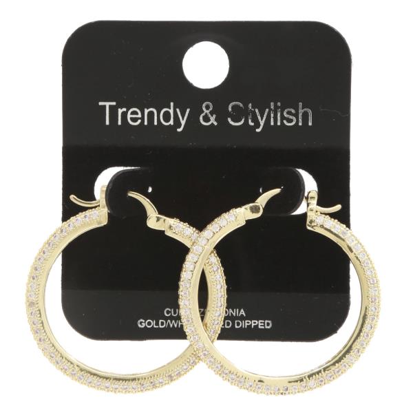 CZ METAL HOOP GOLD DIPPED EARRING