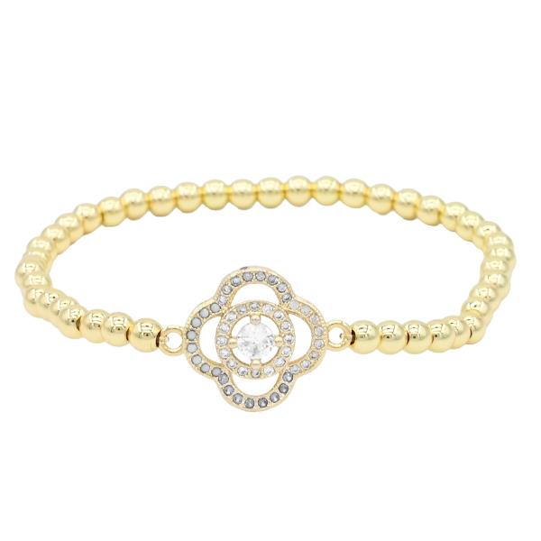 CROSS STAINLESS STEEL BALL METAL STRETCH BRACELET