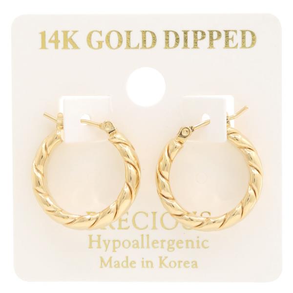 14K TWISTED LINK GOLD DIPPED HOOP EARRING