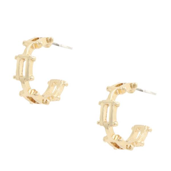 SODAJO RECTANGLE LINK OPEN HOOP GOLD DIPPED EARRING