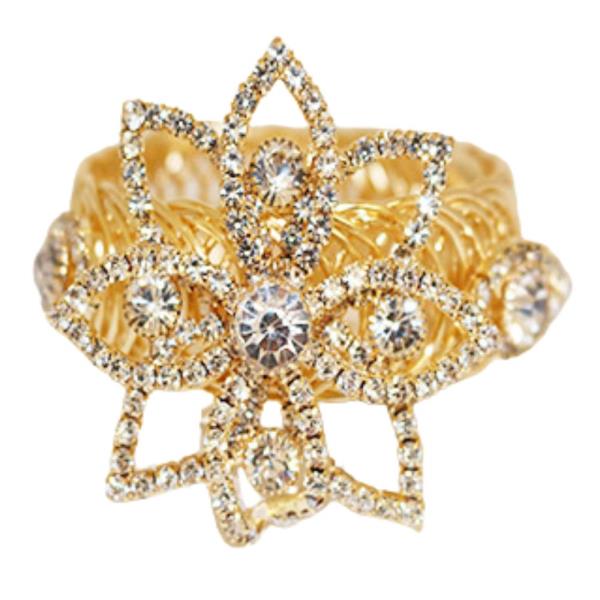 RHINESTONE FLOWER METAL BANGLE BRACELET