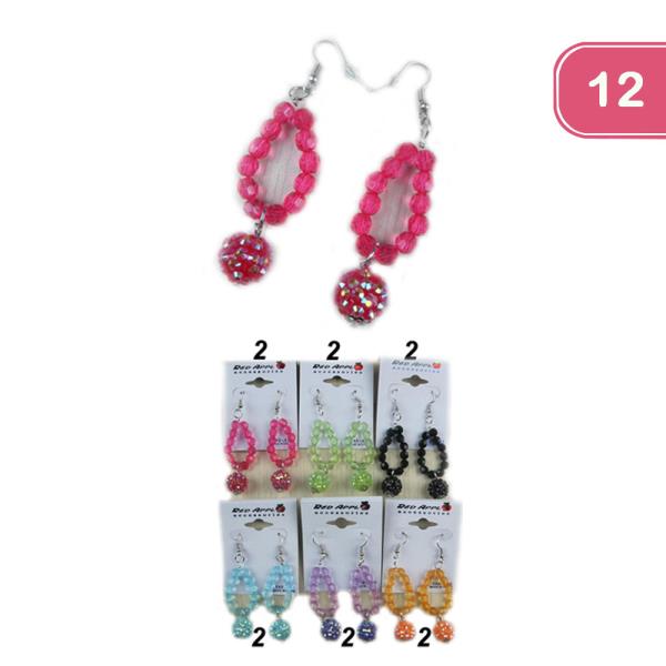 RHINESTONE BALL BEADED EARRINGS (12 UNITS)